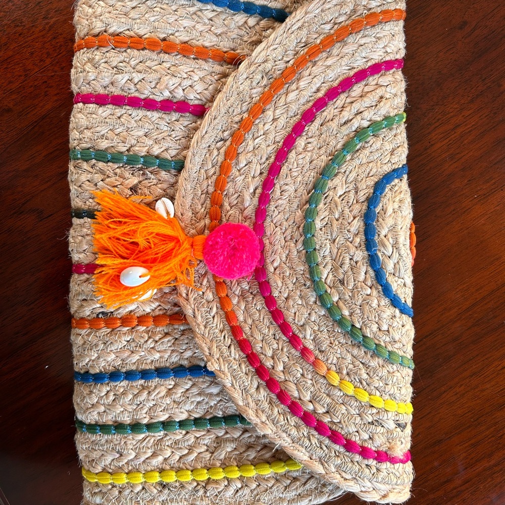 Rainbow Straw Clutch - image 1